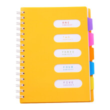 Caderno espiral de 5 matérias com divisórias e abas, papel pautado, 17 x 21,5 cm, laranja – Ideal para faculdade, escritório e planejamento de