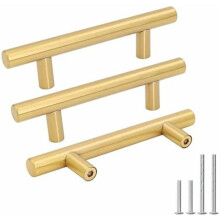 Gold Cabinet Handles Brushed Brass 25-Pack 3 Inch