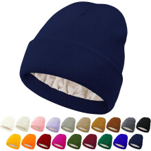 Unisex warme wintermuts met satijnen en zijden voering - Gebreide muts met satijnen voering voor dames en heren