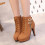 Women's Ankle Boots Warm Solid Retro Style with Zipper 4