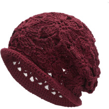 Dámska bavlnená háčkovaná čiapka Slouchy Beanie, ručne pletená letná čiapka s lebkou, 1 ks