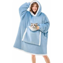 Sudadera con capucha tipo manta, manta extragrande para amantes de los gatos, para adultos y adolescentes – Bolsillo gigante de sherpa suave y