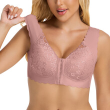Wireless Front Closure Lace Bra Set Breathable Summer Comfort Adjustable Straps Bralette and Panty Set