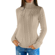 Brutti maglioni natalizi da donna, maglione a collo alto da donna, maglione invernale in lana lavorato a maglia, maniche lunghe, pullover spesso e