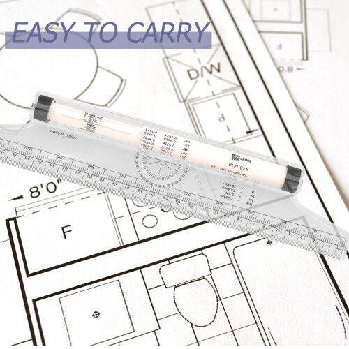 Worgeous 2pcs Multi-purpose Rolling Ruler Plastic Measuring Rolling Ruler for Drawing Design 2