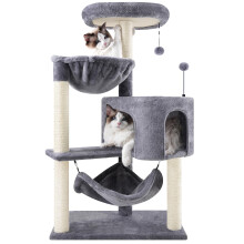 ROYPET 100cm Cat Tree with Sisal Scratching Posts for Indoor Cats,Cat Tower with Hammock and Hanging Ball Toy,Pet Furniture Activity Centre with