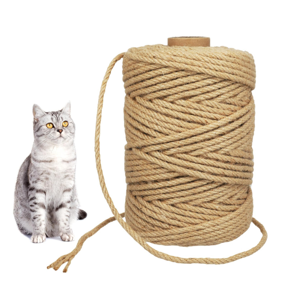 Kuleyang 60M Sisal Rope For Cat Scratching Post - 6Mm Natural Jute Rope For Cat Tree Repair, Diy Cat Scratcher & Garden Crafts, Brown 5051222691472