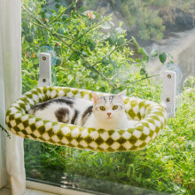 EDAGNY Plush Cat Window Hammock Bed for Indoor Cats ? Foldable Cat Window Perch Large with Removable Thick Cover, Sturdy up to 18kg