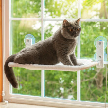 Cat Window Hammock Bed - Foldable Window Perch 54x30cm with Powerful Suction Cup up to 18kg, Cat Hammock for Indoor Cats with Reversible Washable