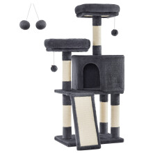 Feandrea Cat Tree, Cat Condo 115 cm, Scratching Ramp, Smoky Grey PCT141G01V1