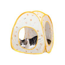Andiker Cat Pop Up Tent, 3 Holes Safe and Strong Cute Cat Tunnel Collapsible Easy to Carry Cat House for Indoor Cats Kittens Hiding Playing Training