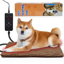NAMOTEK Pet Heating Pad Adjustable Temperature with Timer, Waterproof Heated Mat with Chew Resistant Cord, Auto Power-Off Electric Indoor Pet Heat Pad