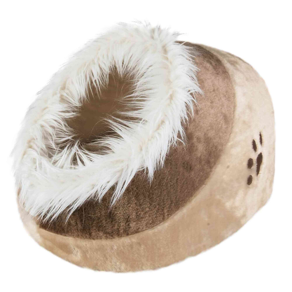 Trixie Minou Cat Cave 41 ? 30 ? 50 Cm In ? Cosy Cat Bed With Reversible Cushion & Plush Cover ? Washable, Non-Slip ? Cosy Cave For Cold Beige/Brown