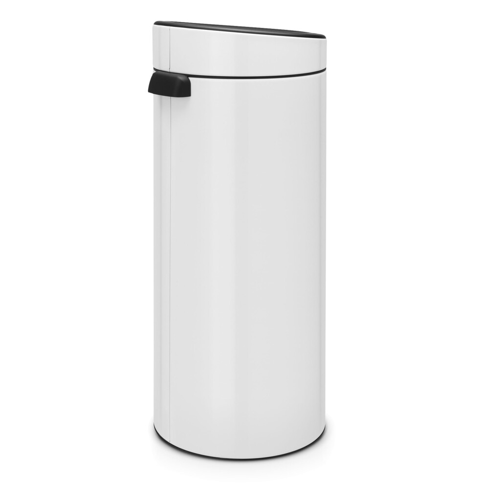 Brabantia 30L Kitchen Touch Bin New (White) Removable Lid, Soft-Touch Open, Easy Clean Rubbish Waste Bin + Free Bin Bags White