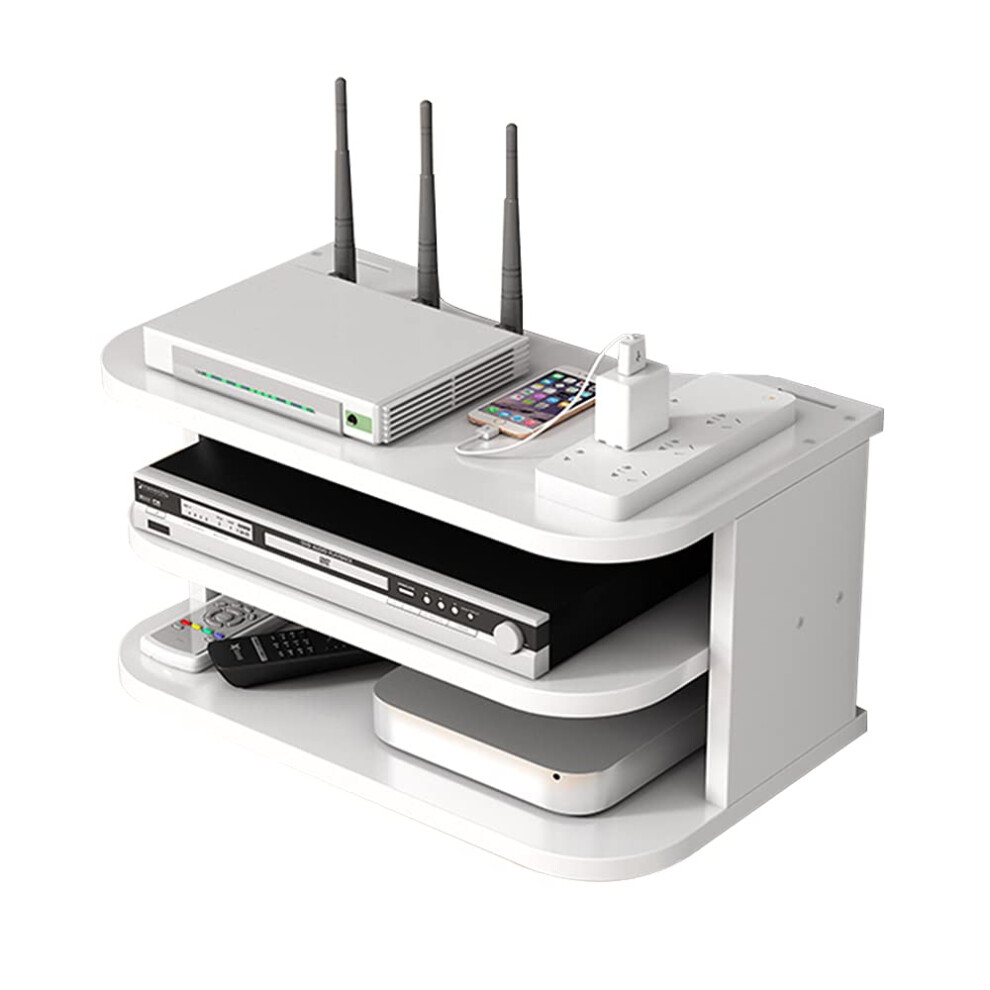 Hggzeg Wifi Router Storage Box Floating Shelves Tv Set-Top Rack, Wall-Mounted Multi-Layer Cable Management Storage Shelf For Wall Decoration (Jl04, 5051222700204