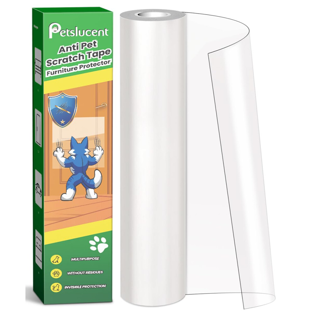 Petslucent Door Protector From Dog Scratching, Cat Anti Scratch Tape? Clear Training Self Adhesive Tape For Carpet, Sofa, Couch, Door (30Cm X 5M) 5051222699577
