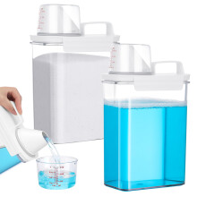 Invalidism 2 Pack Washing Powder Storage,1800ml Laundry Detergent Dispenser with Measuring Cup, Laundry Room Organization Detergent for Laundry