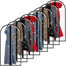 8 PCS Garment Dress Bags Covers Long 60 in Transparent Plastic Clothes Covers Suit Dress Cover Protector Bags Full Length with Zip Waterproof