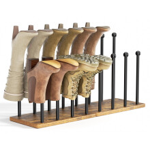 pickpiff Boot Organiser 8-Pair Welly Boot Rack Metal Shoes Rack Outdoor Shoe Storage Wood Base