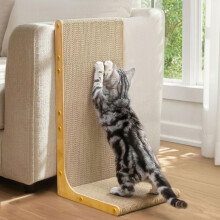 Conlun Cardboard Cat Scratcher,58 cm L Shape Scratch Pad Wall Mounted,Vertical Scratching Post Durable Cardboard to Protect Furniture for Indoor