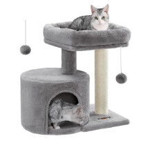 Feandrea Cat Tree, Cat Tower with Sisal Post, Cat Condo, Light Grey PCT50WV1