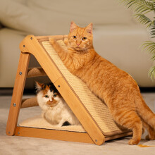 CheerPals Sisal Cat Scratcher - Triangle Foldable Design, Solid Beech Wood & Sisal Pad Cat Scratching Board - Extra-Large 51x36x45cm Pet Furniture for