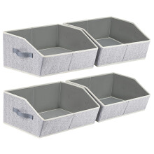 Homsorout Fabric Storage Boxes Cube - 4 Pack Large Wardrobe Storage Organiser with Handles, Foldable Trapezoid Baskets for Shelves, Bedroom Organising