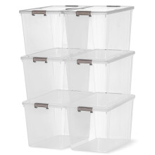 Citylife 6Packs 6.5L Plastic Storage Boxes with Lids, Clear Stackable Storage Box with Handle, Collection Boxes for Organizing Toys, Snacks, Tools,