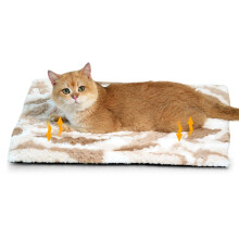Petace Self-heating Cat Bed 60 x 45 cm, Pet Self-warming Bed, Electric-Free Heated Cat Mat, Warm Dog Blanket Pad Machine Washable, Brown