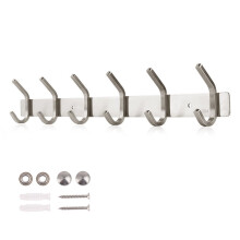 Dripex Coat Hook Rack Wall Mounted 304 Stainless Steel Hanger Heavy Duty Clothes Hat Holder (6 Hooks)