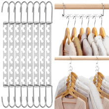 HOUSE DAY 8Pcs Magical Hangers Closet Space Saving Wardrobe Clothing Magic Hangers Oragnizer Heavy Chrome Hanger, Updated Hook Design 26cm Long