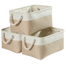 Mangata Large Storage Box set of 3, Fabric Storage Baskets with Handles for Cupboards, Wardrobe, Shelves, Bathroom, Clothes, Toys, Towel (38x28x24 cm,