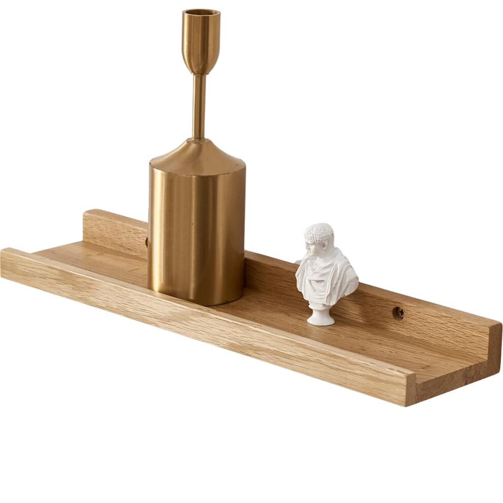 Gieanoo Floating Shelf, 30Cm Solid Oak Wood Rustic Shelf Wall Mounted Picture Ledge Shelves With Lip Radiator Shelf For Living Room, Kitchen, 5051222708446