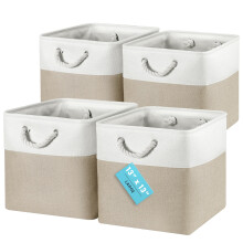 OrganiHaus Fabric Storage Boxes, Set of 4 Foldable 33X33 Cube Organiser Bins with Rope Handles for Shelves, Nursery & Closet, Collapsible Storage