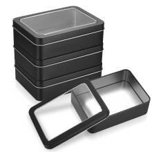 Qeapug 4 PcsMetal Tins with Lids, Small Tins with Lids, Metal Rectangular Empty Tin Containers No Hinged, Portable Small Tin Box Metal Storage Boxes