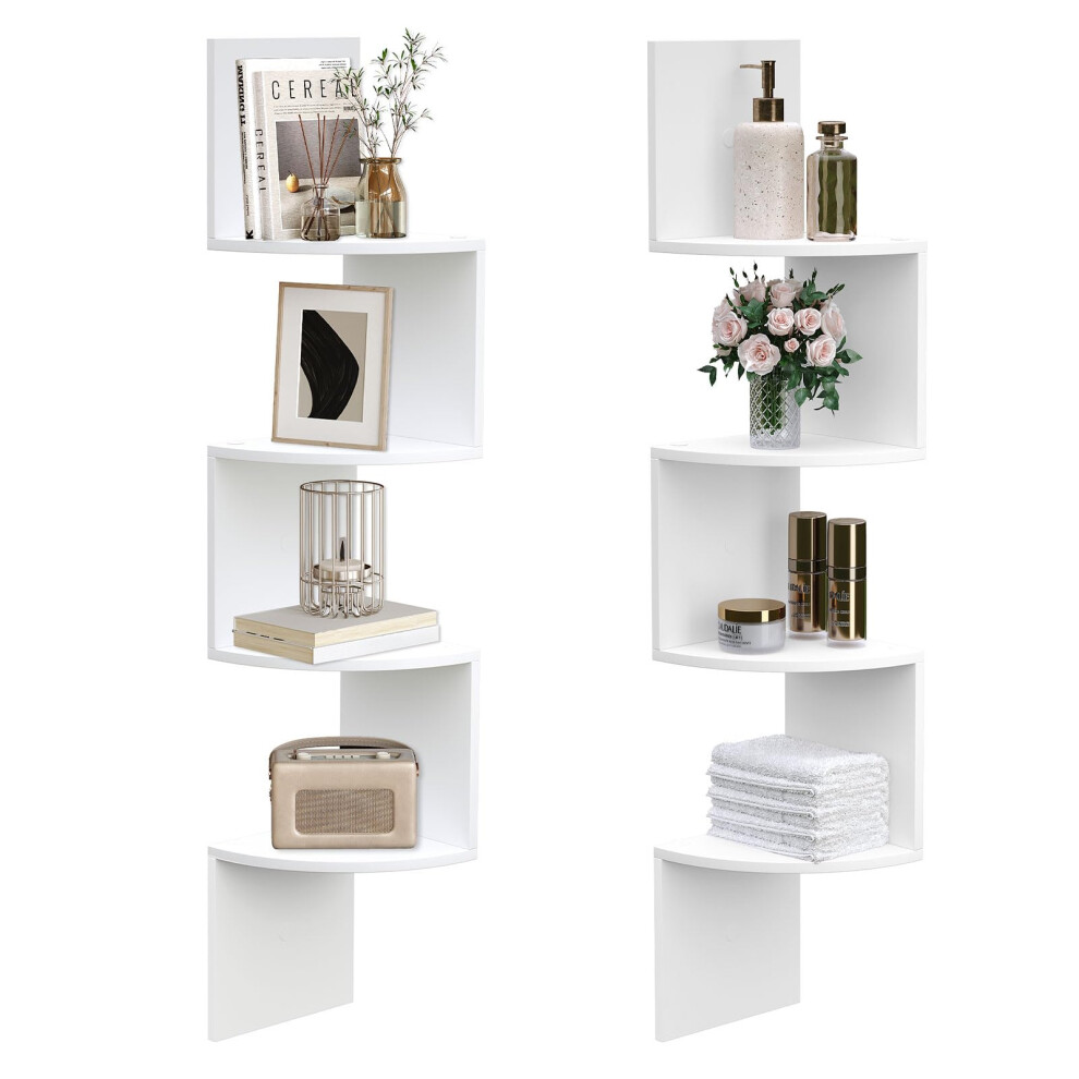 Hoobro Corner Shelf, Wall Shelf, Set Of 2 Floating Corner Shelves For Wall, 4-Tier Corner Bookshelves For Living Room, Bedroom, Bathroom, Home Office, 5051222708033