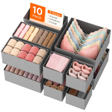 Lifewit 10 Pack Drawer Organiser,Collapisble Fabric Chest of Draw Dividers for Closet, Dresser, Nursery, Bedroom, Foldable Cube Boxes for Clothes,