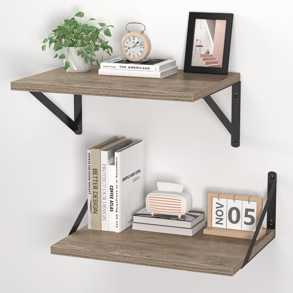Mardili 12 Inch Deep Floating Shelves For Wall, 16W X 12D Wood Wall Shelves Set Of 2-Natural Wood 5051222704653