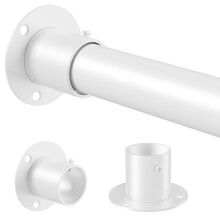 Venwemong Clothes Rail, Sturdy Stainless Steel Wardrobe Pole with Fixing Accessories for Bedroom & Walk-in Closet, White, 84-160cm, Diameter 32mm