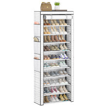 OYREL Shoe Rack 10 Tier Tall 36-41Pairs with 6 Large Pockets Large Storage Capacity Dustproof Shoes Storage for Closet Entryway, Sturdy Black Shoe