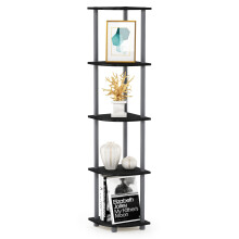 Furinno TURN-N-TUBE Corner Shelf, 5-Tier Corner Bookshelf, Open Storage Shelves, for Organization and Storage, Living Room, Home Office, Garage,
