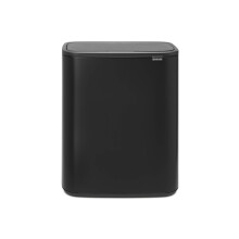 Brabantia Bo Touch Bin - 2 x 30L Inner Buckets (Matt Black) Large Waste/Recycling Kitchen Bin - Soft-touch