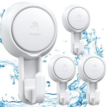 Luxear Powerful Vacuum Suction Cup Hooks - Heavy Duty Kitchen Shower Holder for Towel Loofah - White Waterproof Suction Holder - for Bathroom Kitchen