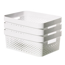 Curver Infinity Dots Set of 3 100% Recycled Medium Storage Baskets 11 Litres - White