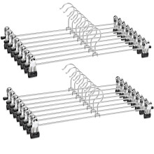 Amber Home 40cm Extra Long Chrome Metal Trousers Hangers 20pcs, Extended Silver Metal Skirt Hanger for Slacks Pants Jeans Bottoms with Non-slip