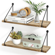 SUMGAR Rustic Floating Shelves Wood Wall Mounted Shelf for Kitchen Bathroom Bedroom Living Room Set of 2 Home Office Display Storage and Organisation