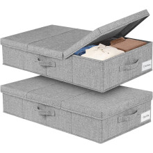 mepure 2 Pack 48L Underbed Storage, 79x40x15cm, Fabric Under Bed Storage Boxes with Lids, Large Foldable Clothes Storage Box W/Handle, Under Bed