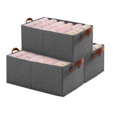 Ruucy 3 Pack Foldable Storage Box, Fabric Boxes with Handles, Fabric Storage Baskets for Shelves, Wardrobe Storage Organisers for Clothes, Toys