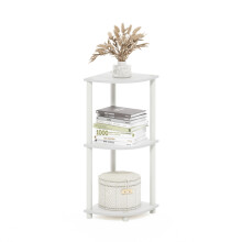 Furinno TURN-N-TUBE Corner Shelf, 3-Tier Corner Bookshelf, Display Storage Shelves with Open Shelves, for Organization and Storage, Living Room, Home