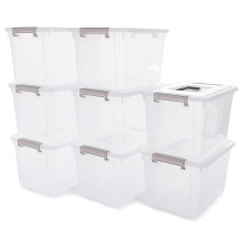 Citylife 8Packs 5L Plastic Storage Boxes with Lids, Clear Stackable Storage Box with Handle, Collection Boxes for Organizing Toys, Snacks, Tools, 26 *